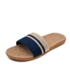 Sandales plates en lin bleues | Milena