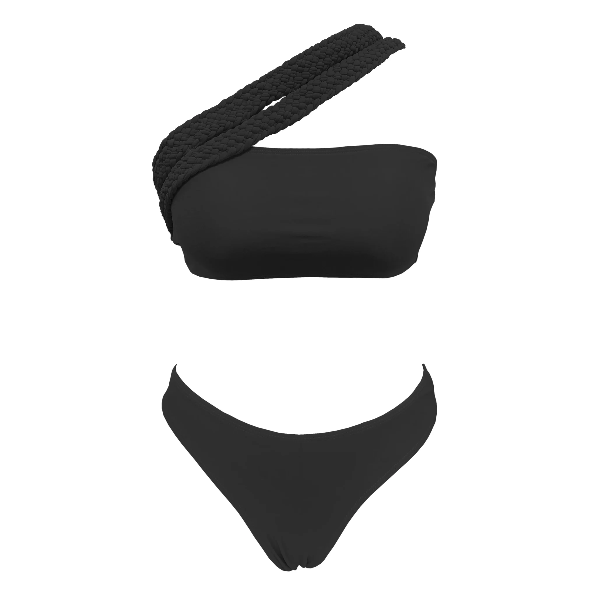 Maillot de bain deux pièces noir asymétrique | Noreya