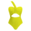 Maillot de bain deux pièces jaune taille haute asymétrique | Willah
