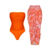 Ensemble de maillot de bain une pièce et jupe assortie sans bretelle | Niviah