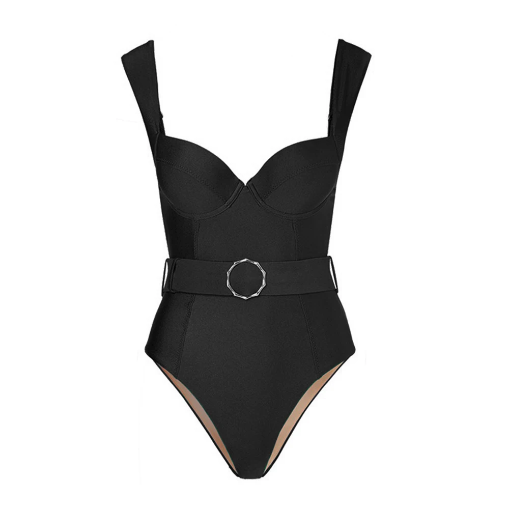 Maillot de bain 1 pièce noir avec ceinture  | Briena