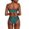 Teal & Pink Leopard Print Strapless Bikini Set